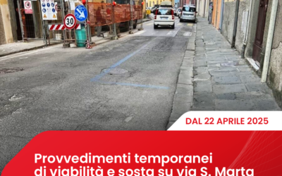 Provvedimenti temporanei di viabilità e sosta su via S. Marta per lavori di asfaltatura